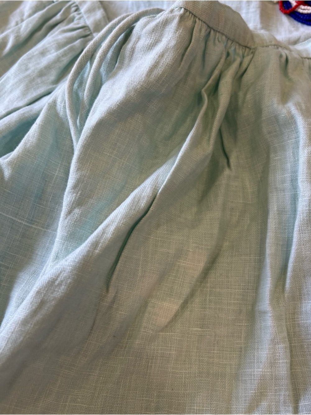 Pepin Anthropologie Linen Halter Dress MIDI Size 0 Aqua Beaded Pocket New Damage - Picture 10 of 14